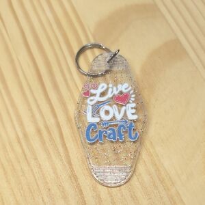 Glittery Keychain with 'Live Love Craft' Design